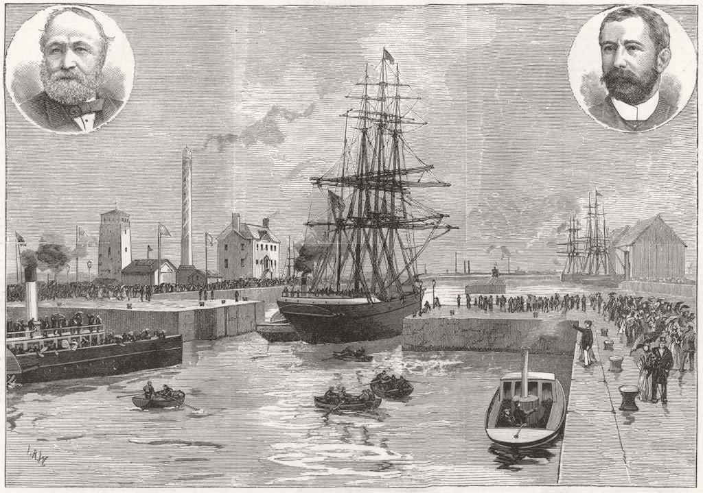 SCOTLAND. The James watt dock at Greenock 1886 old antique print picture
